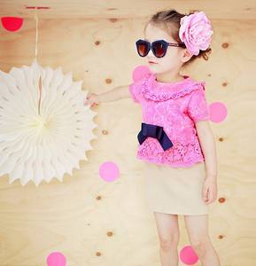 Robe de soirée en dentelle à col roulé avec nœud pour filles, vente en gros en ligne, vêtements pour enfants, collection été, provenance Chine - Product Image 5