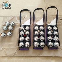 Jeu de boules de pétanque classique en métal argenté durable, portable, 6 boules, style français Obut