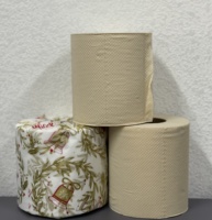 Rouleau de papier hygiénique en pâte de bois vierge souple 3 plis, papier hygiénique jetable, gaufrage simple, emballé individuellement dans un paquet de 2 plis