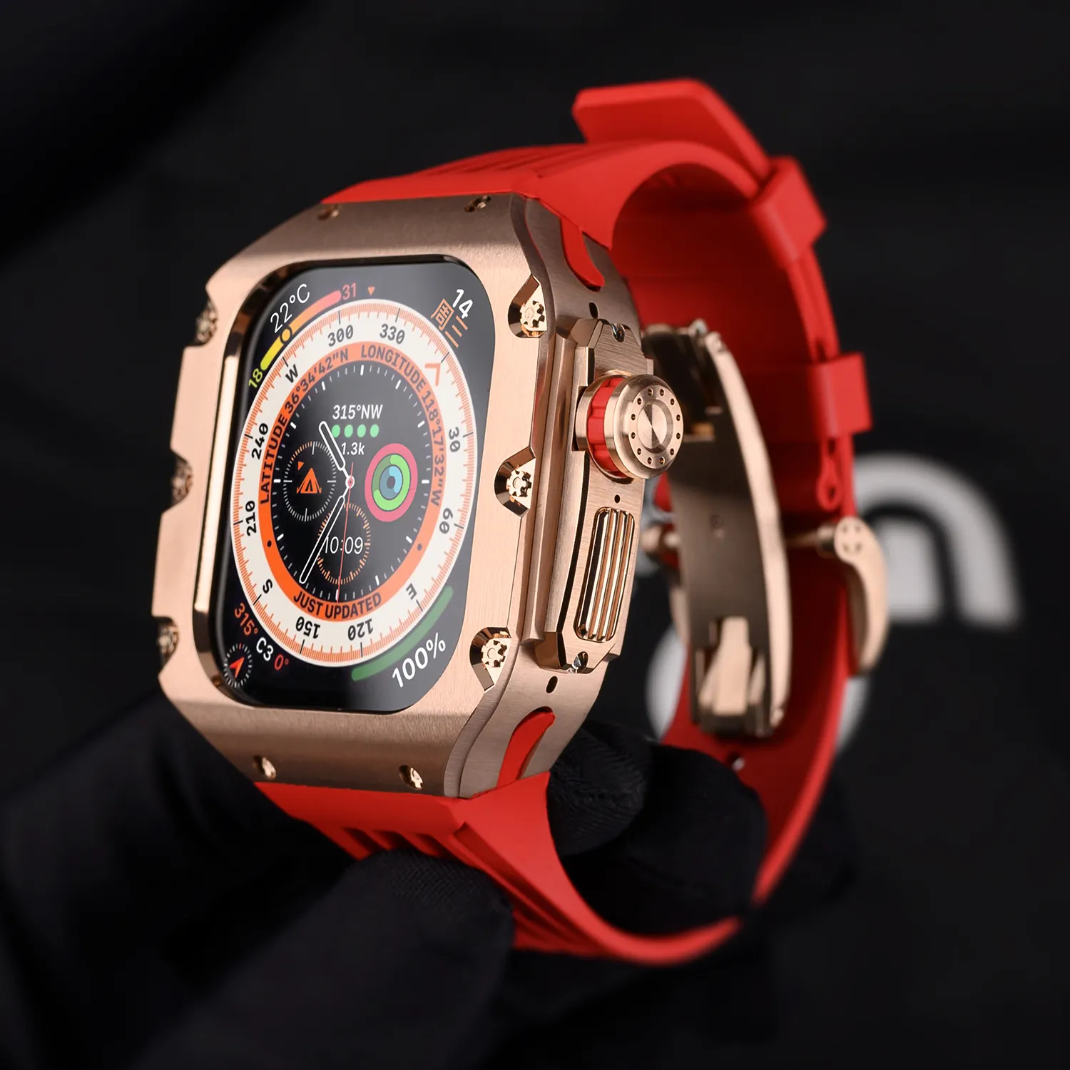 เคสไอวอทช์8 9ชิ้นทำจากไทเทเนียมอัลลอยชุดม็อด DIY สำหรับ Apple Watch 49มม. สายรัดฟลูออโร