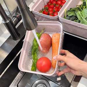Double Layer Vegetable Washing Basket Plastic Drain Basket Multi Size Kitchen Storage Colander Strainer - Product Image 2