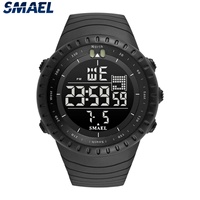 Montre numérique pour homme avec grand cadran, résistante à l'eau 50 bars, LED, date, alarme, chronographe sport SMAEL 1237, bracelet en silicone, Asie du Sud-Est