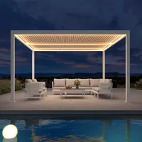 Pergola en aluminium à toit à lamelles motorisées, autoportante, rectangulaire, imperméable, anti-corrosion, revêtement poudré, gazebo d'extérieur