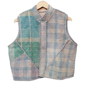 Chaleco Tejido para Mujer, Cuello en V, Diseño con Paneles, Informal, de Punto, Corto, Transpirable y Ecológico - Product Image 1