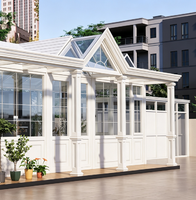 Serre en verre personnalisée, moderne, en aluminium, avec toit triangulaire, pour villa, espace de vie extérieur, résistante au vent et à la pluie