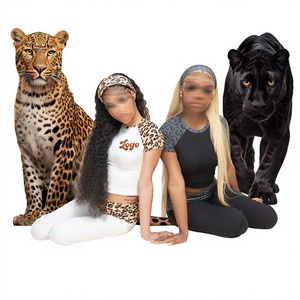 2026 Women's Custom Logo Leopard Print Two Piece <b>Set</b> Summer Clothes Women Cotton Raglan Sleeve T Shirt Pants Women Lounge <b>Sets</b> - Product Image 4