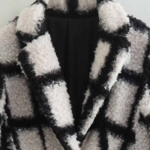 SHENZHU Manteau en peluche <span class=keywords><strong>noir</strong></span> <span class=keywords><strong>et</strong></span> <span class=keywords><strong>blanc</strong></span> pour <span class=keywords><strong>femme</strong></span>, nouvelle collection hiver 2023, style vintage, manches longues, chic, <span class=keywords><strong>surchemise</strong></span> - Product Image 3