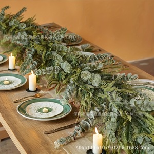 Guirnalda Navideña Artificial con Ramas de Pino, Eucalipto y Cedro, Flores de Seda, Decoración de Pared para Interiores, Guirnaldas Largas - Product Image 3