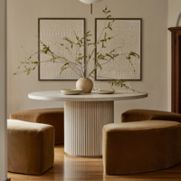 Table à manger rétro en chêne massif pour six personnes, design moderne personnalisé, table ronde pour salle à manger et négociation, en bois