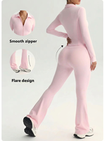 Ensemble de yoga et de fitness pour femmes : Leggings push-up à manches longues avec fermeture éclair, tenue de sport nude pour l'entraînement et la course