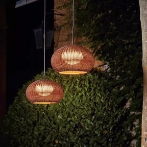 Lustre d'extérieur Étanche IP65 Jardin Rotin Pavillon <span class=keywords><strong>Lampe</strong></span> avec Source de Lumière LED Alimentation Électrique pour Atmosphère de Jardin - Product Image 2