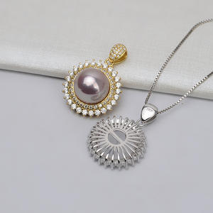 Pendentif en argent S925 Wenchi en forme de fleur, support vide personnalisable pour accessoires DIY, composant de bijouterie à incrustation - Product Image 2