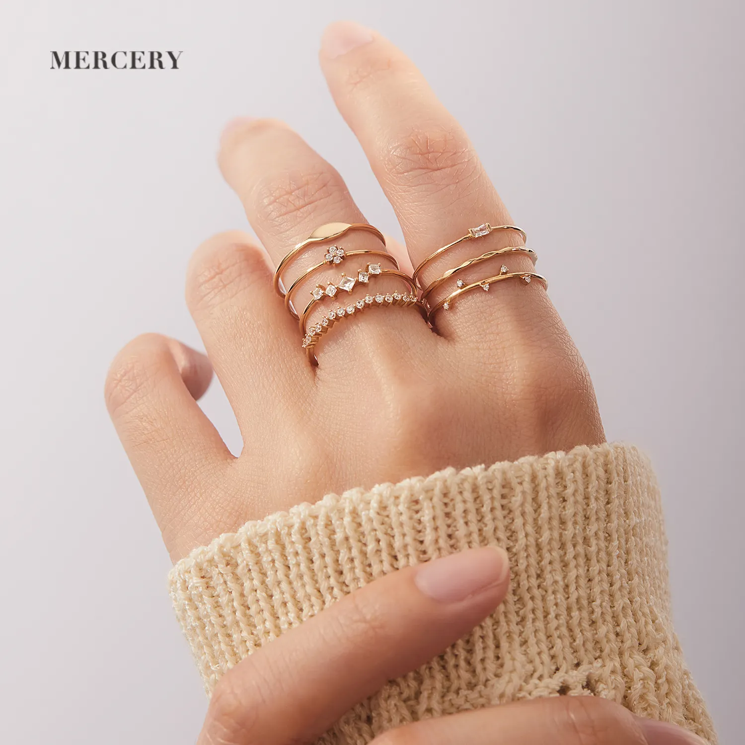 Mercery Lab Grown IGI Diamond Jewelry Anniversary Jewelry Supplier Custom Logo Handmade Solid Gold 14K Real Gold Ring For Women