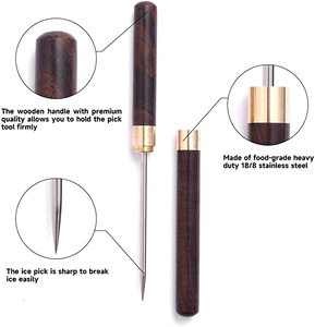 Pique-glace de sécurité en acier inoxydable de 23 cm pour accessoires de bar, manche en bois antidérapant, marque Cambodge Carling Black Label, vente en gros - Product Image 4