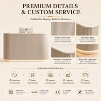 Bureau de réception moderne en bois massif écologique avec design incurvé, hauteur réglable et éclairage LED pour usage commercial/bureau