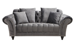 Nút gỗ rắn chần chesterfield sofa đặt nhung 3 + 2 + cánh tay ghế màu xám đồ nội thất nhà Thanh Lịch Chân giường phòng khách văn phòng - Product Image 6