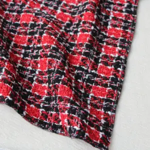 Wholesale In Stock Fashion Design Super Soft Black Cheap Price Red Check Plaid 100% Polyester For Lady Suit Coat Dress