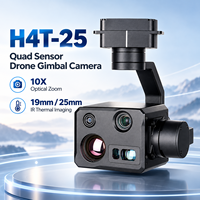 Caméra de drone H4T-25 Mini 3 axes 8K avec stabilisateur à quatre capteurs, 48MP, zoom optique 10X, caméra thermique IR 25mm, télémètre laser 1200m