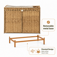 Armoire de litière pour chat de luxe personnalisée, pliable, en rotin tressé, avec bac à litière dissimulé, maison pour chat d'intérieur, cages et maisons pour animaux de compagnie pour grands chats
