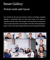Système de visioconférence 4K tout-en-un OEM/ODM direct usine, double objectif, zoom 12x, grand angle 120°, suivi IA du locuteur, USB, Wi-Fi