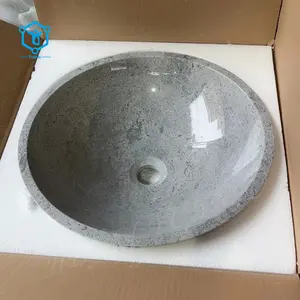Fregaderos de granito gris de mármol cerámico de gama alta Lavabo de mano para encimera de baño