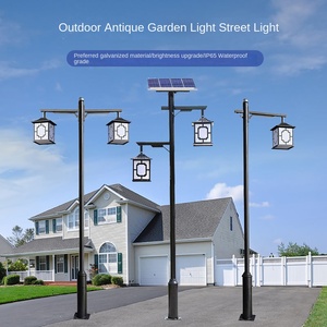 Lampu halaman antik gaya Tiongkok kustom lampu jalan tenaga surya 3 meter halaman rumput luar ruangan LED tahan air dan modern sederhana