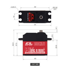 AGFRC B53CHLW 32KG Alto Torque 0.135s 8.4V HV Engranaje Metálico Sin Núcleo Impermeable Programable Digital 25T para Coche RC y Robot - Product Image 5