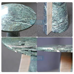 Luxury 100% Natural <b>Stone</b> Luxury Round Verde Green Marble Top for Apartment Living Room Coffee Table with Low Plinth - Product Image 2