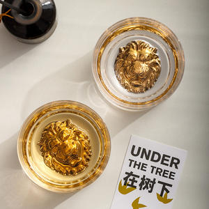 Personalizado sin plomo hecho a mano americano pequeño elegante creativo oro Fondo León whisky vidrio negocios regalo cristal - Product Image 5