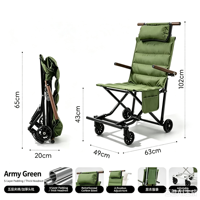 Fauteuil inclinable pliable portable avec cadre réglable en tissu, chaise longue à roulettes pour le camping en plein air et les voyages en famille
