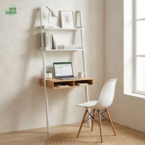 <span class=keywords><strong>Escritorio</strong></span> de Bambú Ecológico con Estantes, <span class=keywords><strong>Escritorio</strong></span> de Computadora de Perfil Delgado para Oficina en Casa - Product Image 3