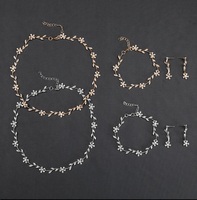 Collier de luxe européen américain feuille de diamant boucles d'oreilles bracelet ensemble 3 pièces bijoux de mode pour la chaîne de clavicule de mariée