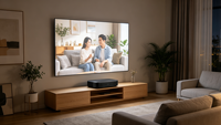 Proyector de Video Ultra Corta Distancia para Cine en Casa, Smart TV Láser 4K, 2500 Ansi DLP, Wifi, BT, Altavoz con Bajos, Proyector