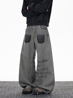 Jean slim en denim pour homme avec logo brodé, détails de couture et patch de marque – Fournisseur