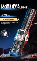 Lampe LED extérieure 30W à double interrupteur, lampe torche magnétique COB RGB XPG, lampe violette zoomable, lampe de camping, lampe de travail, lampe de secours, USB Type-C