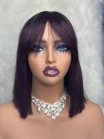 Peluca BOB de Cabello Humano Virgen Vietnamita Liso Natural con Flequillo, Cierre de Encaje 2*3, Sin Pegamento, SDD, Natural, Crudo, Perruque, Perucas