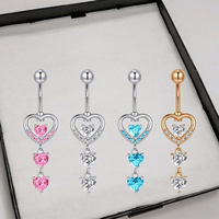 Vente flash : Piercing de nombril en forme de cœur, vente en gros, acier inoxydable 14G, piercing de nombril en forme de cœur, style classique, bijoux de piercing corporel
