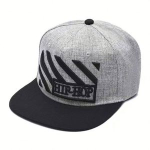 Custom Logo Cotton Letter Embroidered <b>Flat</b> Bill Visor Classic Brim High Top End Trendy Two Tone Style Hip Hop Snapback <b>Hat</b> - Product Image 1