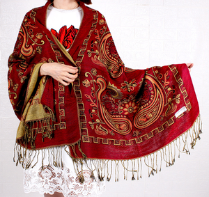 Wholesale <strong>Paisley</strong> <strong>Pashmina</strong> <strong>Scarves</strong> Thick Winter Women Jacquard Long Tassel <strong>Scarf</strong> - Product Image 4