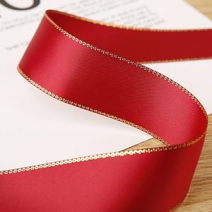 Trend Top Sell Custom 1inch Double Side Floral Polyester Gold Yarn Edged Satin <b>Ribbon</b> Spool 100yards/roll Valentine's Day Gift - Product Image 3