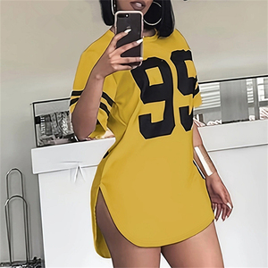 Vente <span class=keywords><strong>en</strong></span> gros 2024 Nouvelle arrivée tendance Vestido De Talla Grande Robe imprimée à manches courtes pour femmes Robes décontractées Robe d'été - Product Image 2