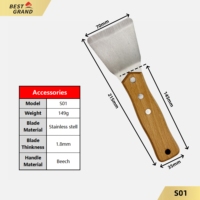 Accessoires pour film de plafond tendu décoratif en PVC, spatules et grattoirs d'installation en acier inoxydable de qualité industrielle avec manche en bois, Chine