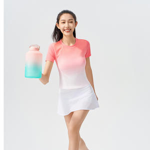 2024, camisetas cortas transpirables para gimnasio y Fitness para <span class=keywords><strong>mujer</strong></span>, camisetas de manga corta, camisetas de Yoga con gradiente para entrenamiento informal al aire libre, ropa deportiva - Product Image 4