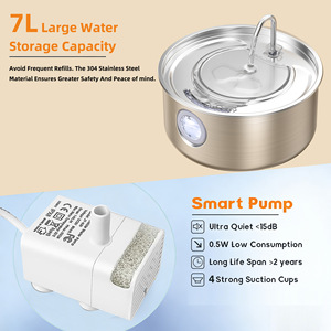Fontaine à eau pour animaux de compagnie en acier inoxydable 7L Distributeur d'eau automatique pour chiens et chats - Product Image 4