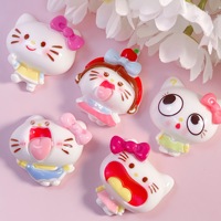 Accessoires décoratifs en résine DIY motif chat expressif, faits main, pour coques de téléphone, pinces à cheveux, accessoires de tête, boucles de chaussures et pendentifs