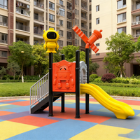 Equipo de Juegos Infantiles para Exteriores con Temática de Robots, con Tobogán de Plástico y Escaleras, para Jardín de Infancia y Uso Comercial en Parques Públicos