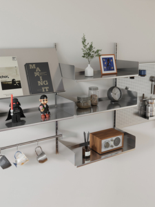 Étagère murale en acier inoxydable pour petits appartements, présentoir à bijoux et à vaisselle - Modulaire, durable, facile à nettoyer - Product Image 5