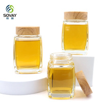 Pot à miel en verre carré de luxe de haute qualité 50 ml 100 ml 180 ml 280 ml 360 ml 750 ml, pots en verre alimentaire transparent, pot à confiture avec bouchon à vis