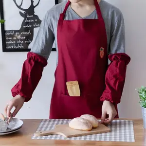 Avental de cozinha 100% algodão com logotipo bordado para mulheres, avental de empregado doméstico e garçom com estampa personalizada