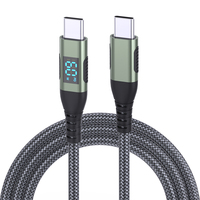 Câble de données USB C 60W 3A avec affichage LED, en nylon tressé, pour charge rapide, accessoires de téléphone, vente en gros